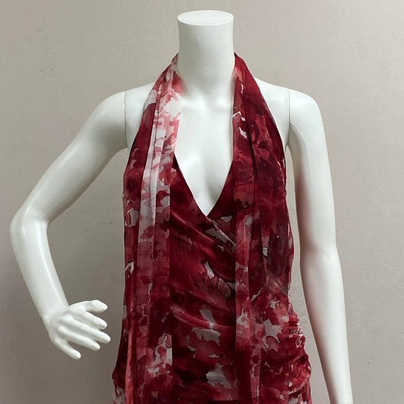 Elie Tahari Red Silk Halter Dress - Picture 2 of 9